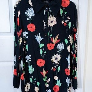 Woman's black dress with flower pattern